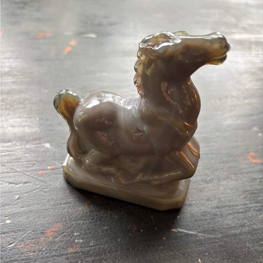 vintage gray glass horse figurine